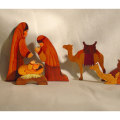 JW082 Painted Nativity (3) - M. Jane, Signed, 5" Intarsia Camels (3) - Unsigned, 3.5"