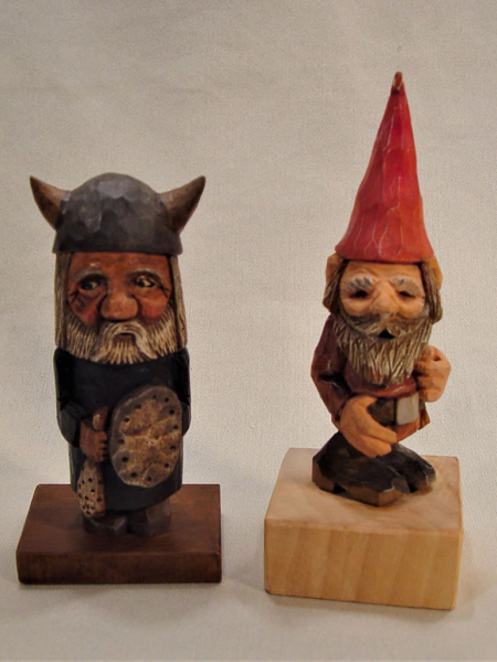 SE009 Pair of Gnomes Blue Gnome by Carl Pilcher, other is unsigned