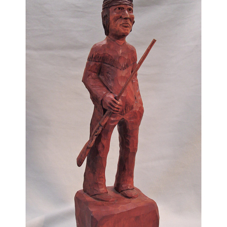 TB086 Stained Native American with rifle Harold Turpin Signed