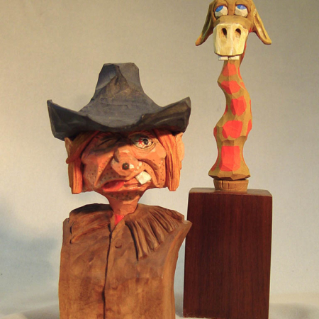 EC337 Cowboy Bust and Giraffe Bottlestopper by Ed Zinger