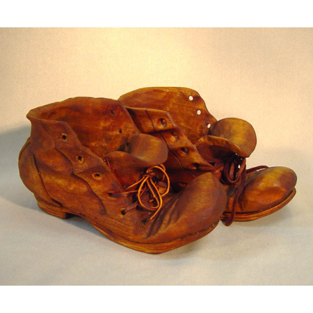 EC397 Pair of Large Carved Shoes by The Whittlers