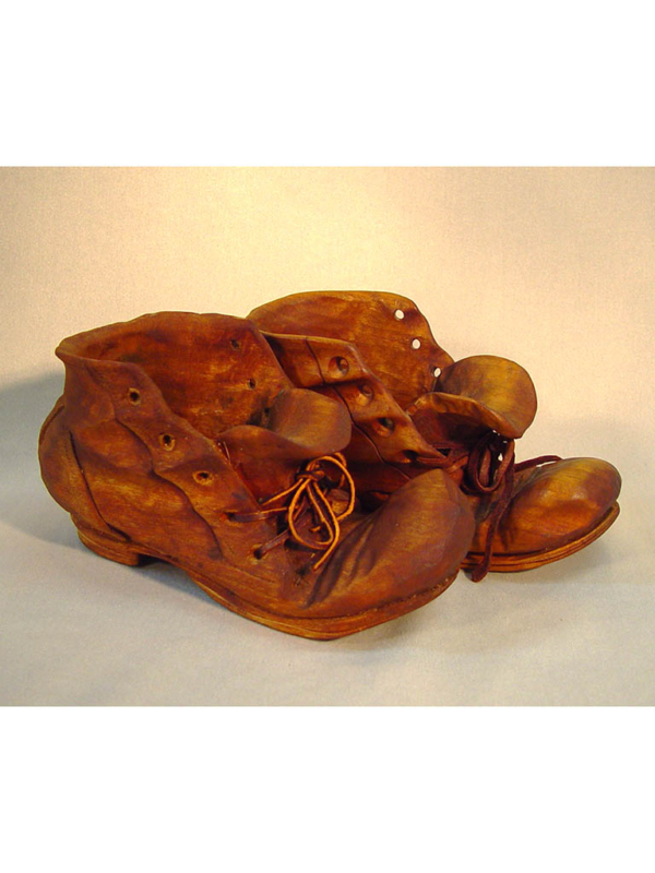EC397 Pair of Large Carved Shoes by The Whittlers