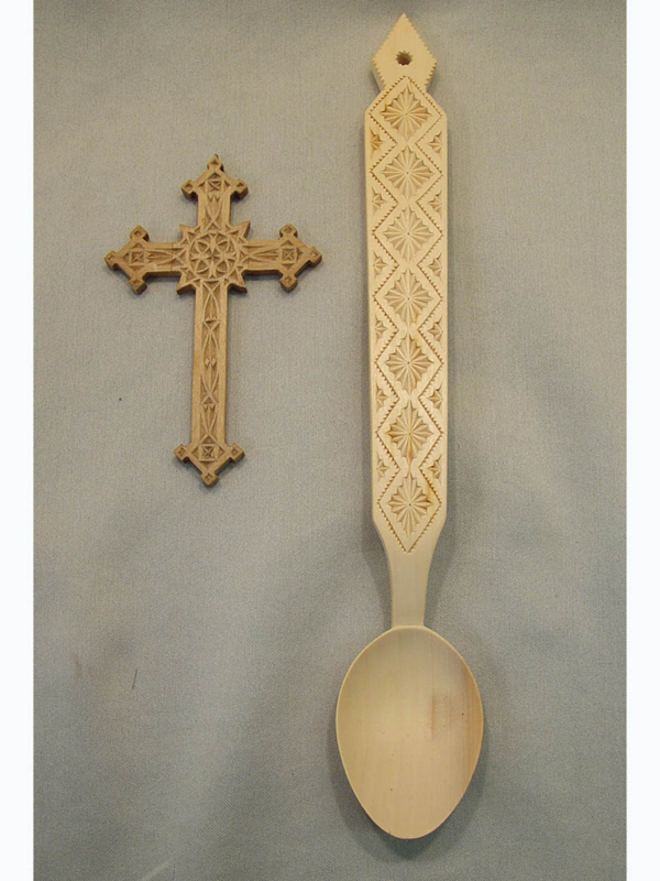 EC430 Chip Carved Spoon and Cross by Zina Manesa-Burliou