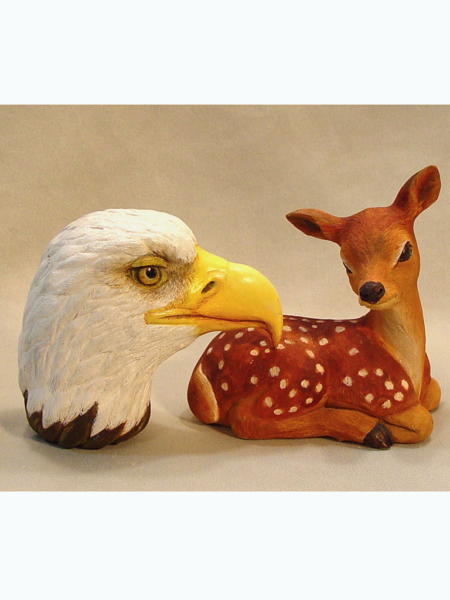 TR056 Eagle and Fawn, Eagle signed by Wanda Marsh, Fawn signed by CJ
